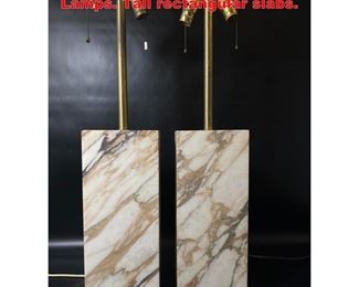 Lot 1131 2pc Modernist Tall Marble Column Lamps. Tall rectangular slabs. 