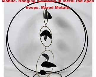 Lot 1138 Outsider Artist Mixed Media Stabile Mobile. Hanging elements in metal rod open hoops. Mixed Metals.
