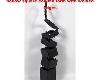 Lot 1144 Brutalist sculpture. Collapsing hollow square column form with welded edges 