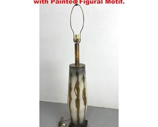 Lot 1145 Tall Modernist Glass Table Lamp with Painted Figural Motif. 