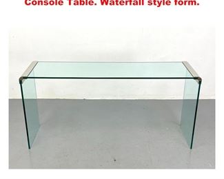 Lot 1149 Pace Style Glass and Chrome Console Table. Waterfall style form. 