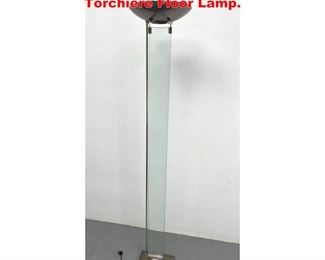 Lot 1172 Modernist Glass Panel, Metal Torchiere Floor Lamp. 
