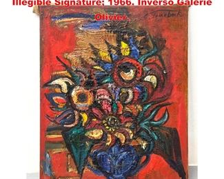 Lot 1194 Abstract Painting on Canvas. Illegible Signature 1966. Inverso Galerie Olivier.