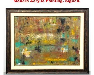 Lot 1204 DENNIS SAKELSON Abstract Modern Acrylic Painting. Signed. 