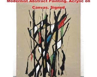 Lot 1219 Large DENNIS SAKELSON Modernist Abstract Painting. Acrylic on Canvas. Signed