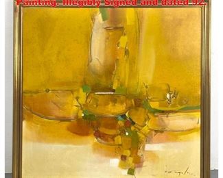 Lot 1223 Signed Abstract Modernist Painting. Illegibly Signed and dated 92. 