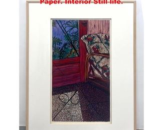 Lot 1228 LAURA PIEPER Pastel Painting on Paper. Interior Still life. 