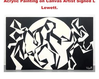 Lot 1229 Black and White Abstract Figural Acrylic Painting on Canvas Artist Signed L Lewett.