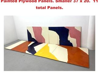 Lot 1234 2 Modernist abstract Paintings. Painted Plywood Panels. Smaller 37 x 20. 11 total Panels. 