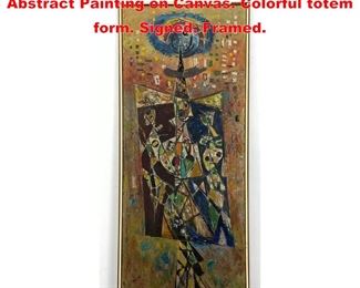 Lot 1263 IRVING LEHMAN Modernist Abstract Painting on Canvas. Colorful totem form. Signed. Framed. 