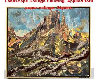 Lot 1262 DORIS KREINDLER Cortina Landscape Collage Painting. Applied torn paper collage. Signed.