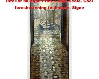 Lot 1268 J ROCASASTRE Interesting Interior Multiple Print. Large Scale. Cool foreshortening technique. Signe