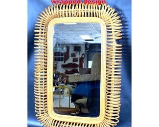 Lot 1325 Rattan Wicker Wall Mirror. Loop wrapped design. 