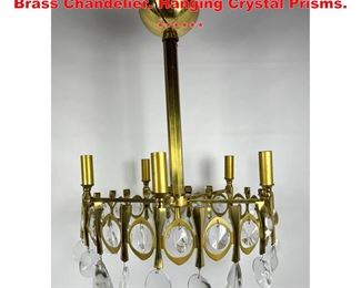Lot 1326 GAETANO SCIOLARI Modernist Brass Chandelier. Hanging Crystal Prisms. 