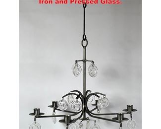 Lot 1327 Erik Hoglund Candle Chandelier. Iron and Pressed Glass. 