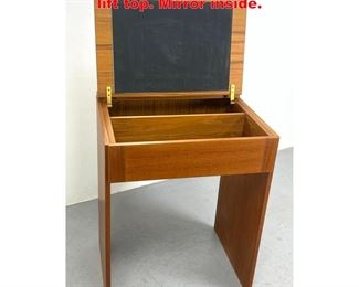 Lot 1334 Danish Modern Teak Vanity with lift top. Mirror inside. 