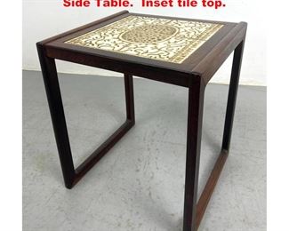 Lot 1339 Danish Modern Rosewood Small Side Table. Inset tile top. 