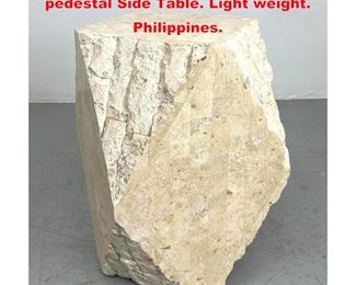 Lot 1344 Post Modern stone overlay pedestal Side Table. Light weight. Philippines. 