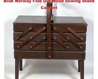 Lot 1346 Mid Century Modern A.S. Strommen Bruk Norway Fold Out Wood Sewing Stand Cabinet