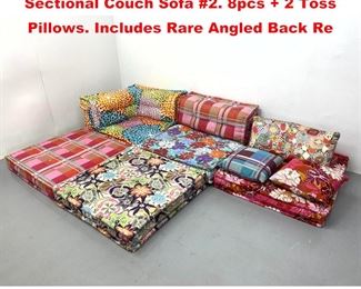 Lot 1356 ROCHE BOBOIS Mah Jong Sectional Couch Sofa 2. 8pcs  2 Toss Pillows. Includes Rare Angled Back Re