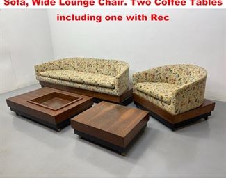 Lot 1372 4 Section Adrian Pearsall Platform Sofa, Wide Lounge Chair. Two Coffee Tables including one with Rec