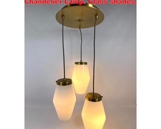 Lot 1375 West Elm 3 Shade Pendant Chandelier Lamp. Glass shades. 