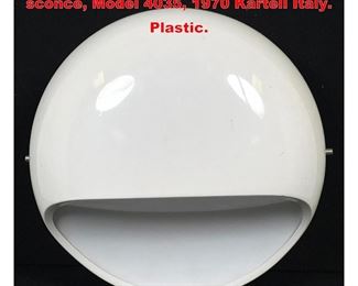 Lot 1384 Gerd Lange, White plastic Wall sconce, Model 4035, 1970 Kartell Italy. Plastic. 