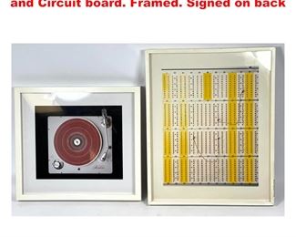Lot 1386 2pc Todd Eberle Prints Turntable and Circuit board. Framed. Signed on back