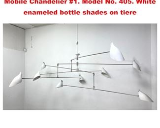 Lot 1396 DAVID WEEKS STUDIO Tiered Mobile Chandelier 1. Model No. 405. White enameled bottle shades on tiere