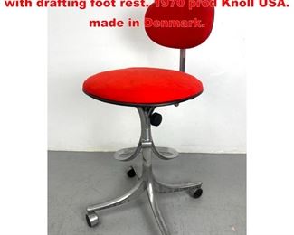 Lot 1395 Jorgen Rasmussen Kevi stool with drafting foot rest. 1970 prod Knoll USA. made in Denmark. 