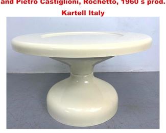 Lot 1422 Kartell white plastic table Achille and Pietro Castiglioni, Rochetto, 1960 s prod. Kartell Italy