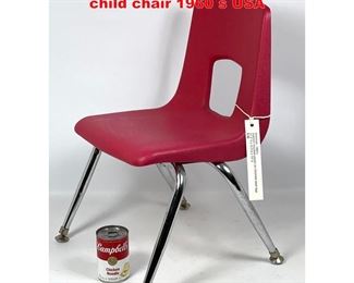 Lot 1426 Mini Red Molded plastic dining child chair 1960 s USA