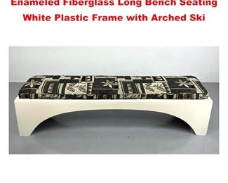 Lot 1428 Mid Century Modern Sturdy Enameled Fiberglass Long Bench Seating White Plastic Frame with Arched Ski