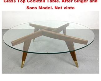 Lot 1454 Gio Ponti style Coffee Table. Round Glass Top Cocktail Table. After Singer and Sons Model. Not vinta