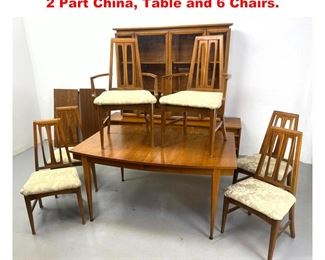 Lot 1457 8 pc American Modern Dining Set. 2 Part China, Table and 6 Chairs. 