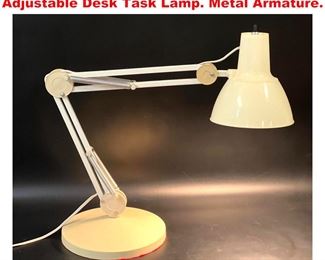 Lot 1487 Mid Century Modern White Plastic Adjustable Desk Task Lamp. Metal Armature. 