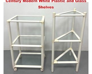 Lot 1490 Diminutive Pair of Italian Mod Mid Century Modern White Plastic and Glass Shelves