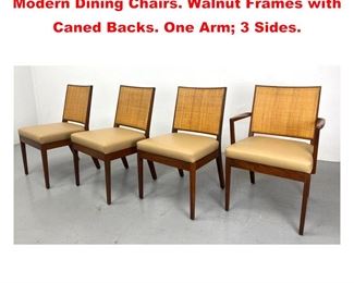 Lot 1525 Set JOHN STUART American Modern Dining Chairs. Walnut Frames with Caned Backs. One Arm 3 Sides. 