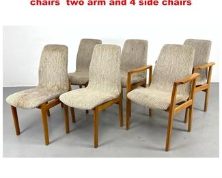 Lot 1534 Set 6 curved seat teak dining chairs two arm and 4 side chairs