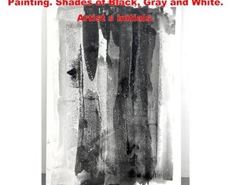 Lot 1538 Large Abstract Modernist Stain Painting. Shades of Black, Gray and White. Artist s initials.