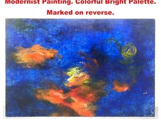 Lot 1539 Large SAREASO DAY Abstract Modernist Painting. Colorful Bright Palette. Marked on reverse. 