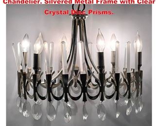 Lot 1543 GAETANO SCIOLARI Modernist Chandelier. Silvered Metal Frame with Clear Crystal Disc Prisms. 