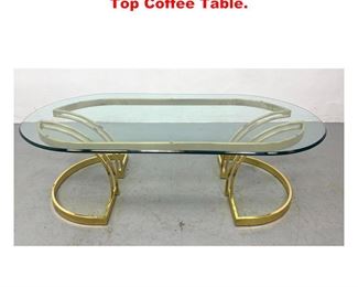 Lot 1560 DIA style Brass Tone Frame Glass Top Coffee Table. 