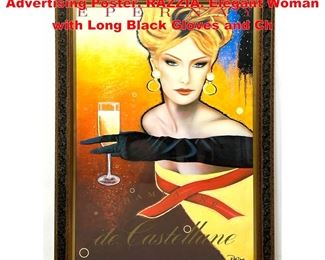 Lot 1573 Epernay de Castellane French Advertising Poster. RAZZIA. Elegant Woman with Long Black Gloves and Ch