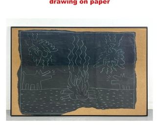 Lot 1585 Keith Haring inspired chalk drawing on paper