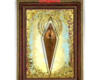 Lot 1586 E. GIUEA Mixed Media Art Painting sculpture. 