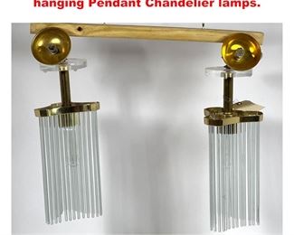 Lot 1590 Pair GAETANO SCIOLARI Glass rod hanging Pendant Chandelier lamps. 