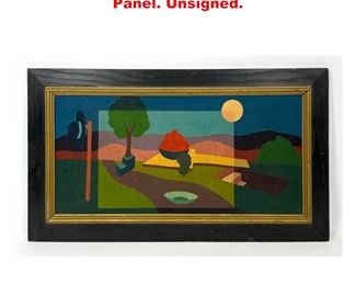 Lot 1594 Modernist Painting on Panel. Unsigned. 