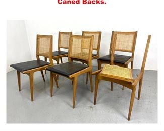 Lot 1600 Set 6 Modernist Dining Chairs. Caned Backs. 