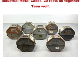 Lot 1626 Vintage Large Format Movie Reels. Industrial Metal Cases. 20 reels all together Teen wolf.